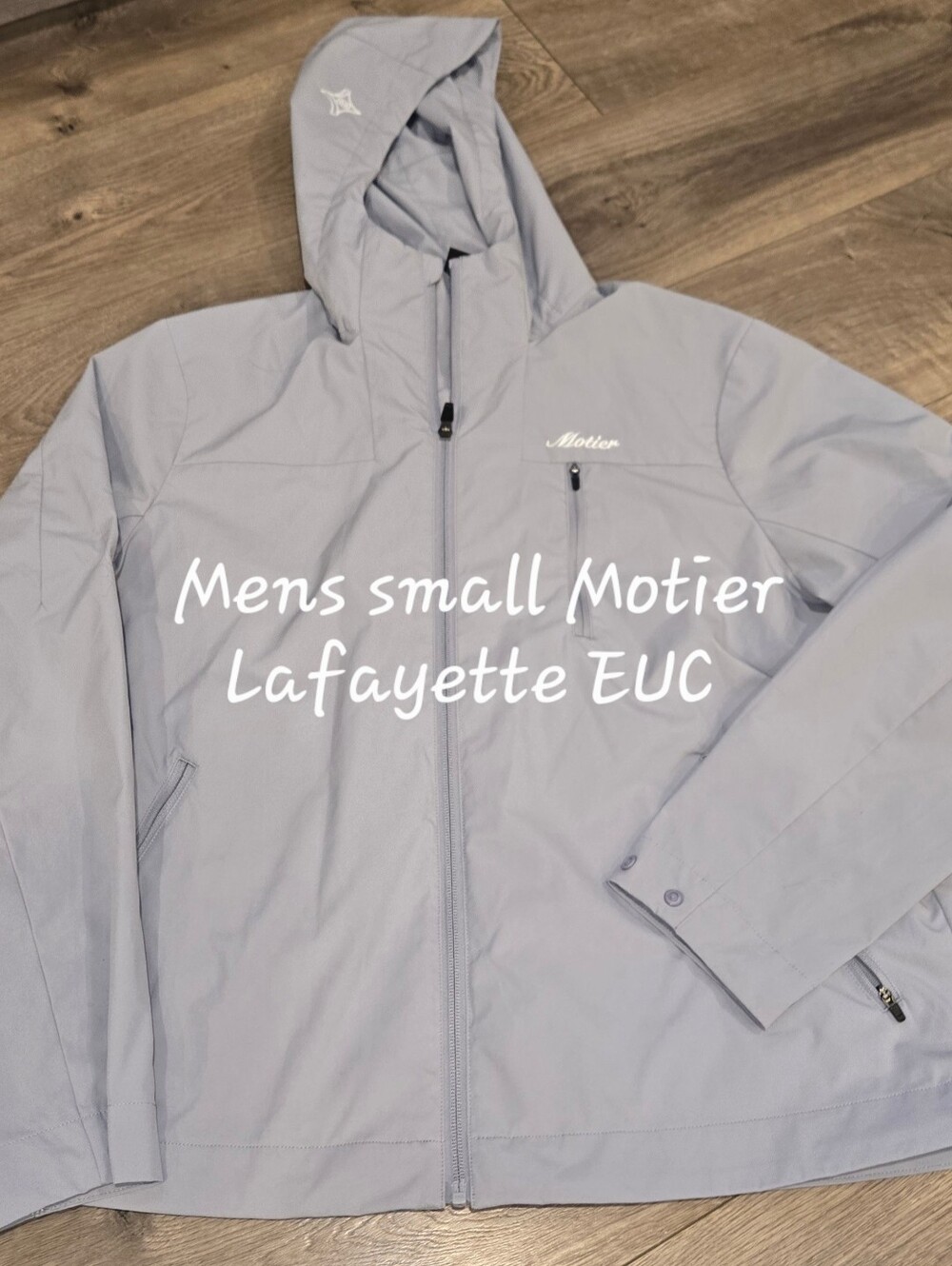 Men's Light Gray Hooded Raincoat with Zip Pockets